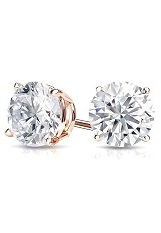 ravishing 14 rose gold round solitaire diamond baby earrings